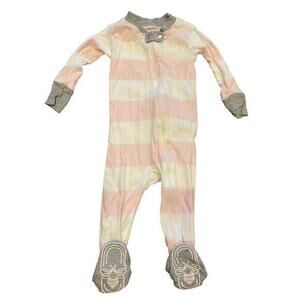 Burt's Bees Baby Pink & White Rugby Stripe‎ Organic Cotton Zip Sleeper - Blossom